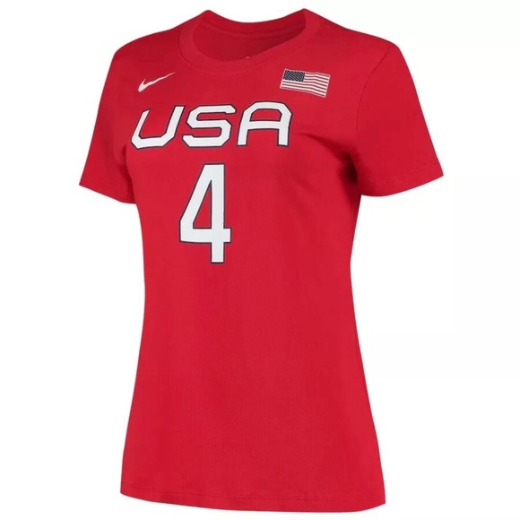 Official Team USA Women's Nike Jewell Loyd #4 Red Team USA Name & Number T-Shirt - Picture 2 of 3